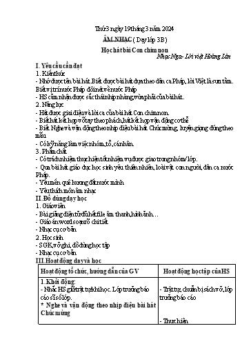 Kế hoạch bài dạy Âm nhạc + Giáo dục thể chất Tiểu học - Tuần 27 - Năm học 2023-2024