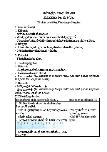 Kế hoạch bài dạy Âm nhạc + Giáo dục thể chất Tiểu học - Tuần 30 - Năm học 2023-2024