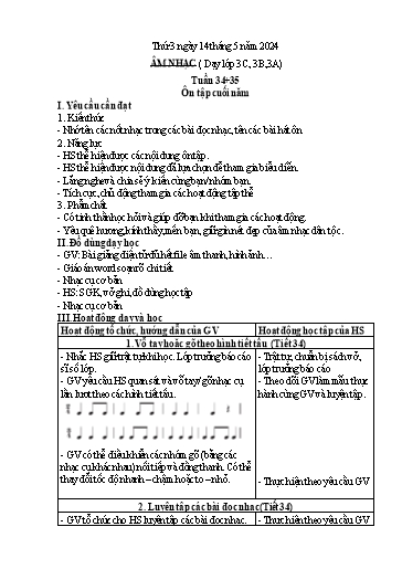 Kế hoạch bài dạy Âm nhạc + Giáo dục thể chất Tiểu học - Tuần 35 - Năm học 2023-2024
