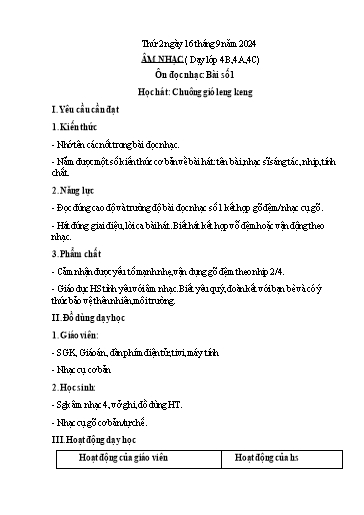 Kế hoạch bài dạy Âm nhạc Lớp 4+5 - Tuần 2 - Năm học 2024-2025
