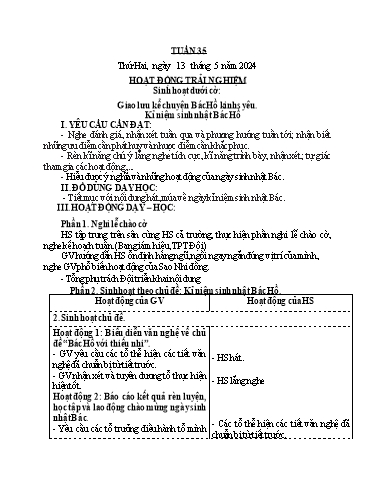 Kế hoạch bài dạy các môn Khối 3 - Tuần 35 - Năm học 2023-2024
