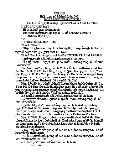Kế hoạch bài dạy các môn Lớp 2 - Tuần 35 - Năm học 2023-2024