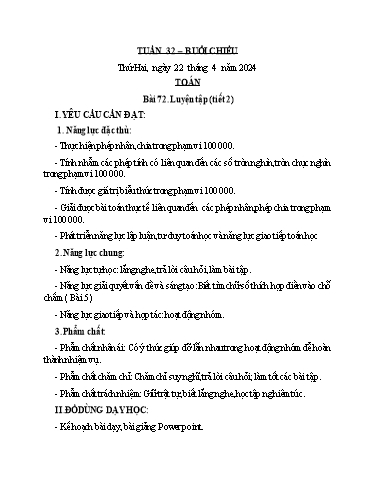 Kế hoạch bài dạy các môn Lớp 3 - Tuần 32 - Năm học 2023-2024