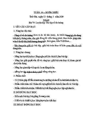 Kế hoạch bài dạy các môn Lớp 3 - Tuần 35 - Năm học 2023-2024