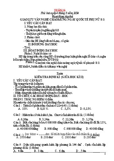 Kế hoạch bài dạy các môn Lớp 5 - Tuần 25 - Năm học 2023-2024