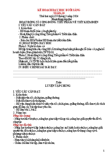 Kế hoạch bài dạy các môn Lớp 5 - Tuần 28 - Năm học 2023-2024