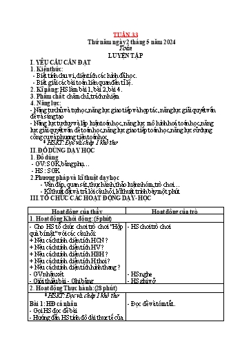 Kế hoạch bài dạy các môn Lớp 5 - Tuần 33 - Năm học 2023-2024