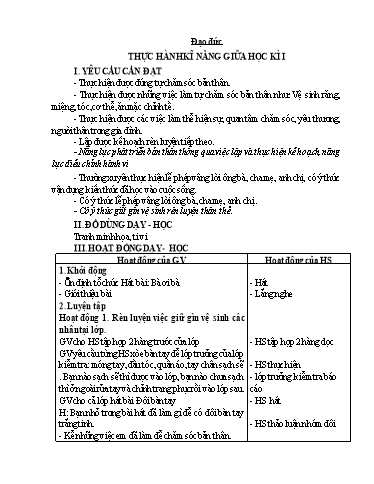 Kế hoạch bài dạy Đạo đức Lớp 1 - Tuần 10 - Năm học 2023-2024