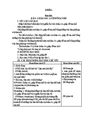 Kế hoạch bài dạy Đạo đức Lớp 1 - Tuần 12 - Năm học 2023-2024