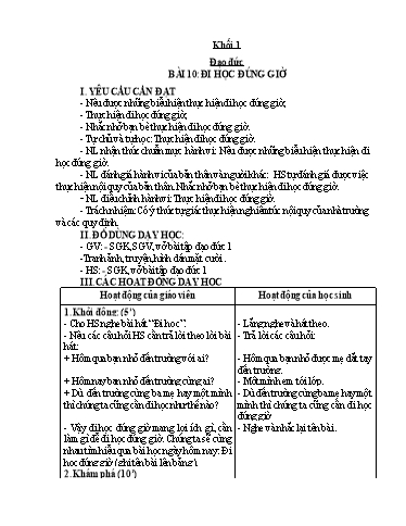 Kế hoạch bài dạy Đạo đức Lớp 1 - Tuần 13 - Năm học 2023-2024