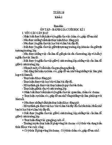 Kế hoạch bài dạy Đạo đức Lớp 1 - Tuần 19 - Năm học 2023-2024