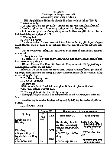 Kế hoạch bài dạy Giáo dục thể chất Lớp 2+3+5 - Tuần 20 - Năm học 2023-2024