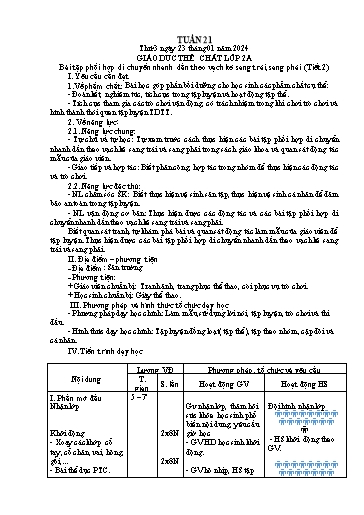 Kế hoạch bài dạy Giáo dục thể chất Lớp 2+3+5 - Tuần 21 - Năm học 2023-2024