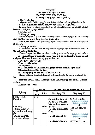 Kế hoạch bài dạy Giáo dục thể chất Lớp 2+3+5 - Tuần 23 - Năm học 2023-2024