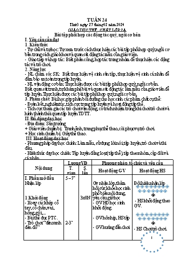 Kế hoạch bài dạy Giáo dục thể chất Lớp 2+3+5 - Tuần 24 - Năm học 2023-2024