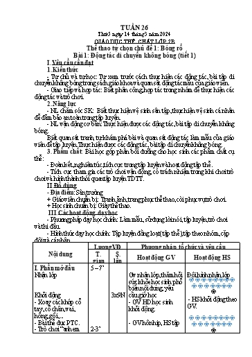 Kế hoạch bài dạy Giáo dục thể chất Lớp 2+3+5 - Tuần 26 - Năm học 2023-2024