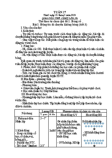 Kế hoạch bài dạy Giáo dục thể chất Lớp 2+3+5 - Tuần 27 - Năm học 2023-2024