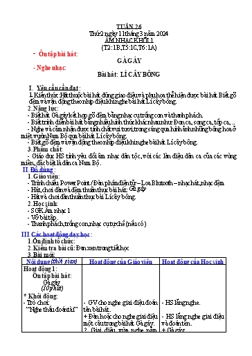 Kế hoạch bài dạy Giáo dục thể chất Tiểu học - Tuần 26 - Năm học 2023-2024