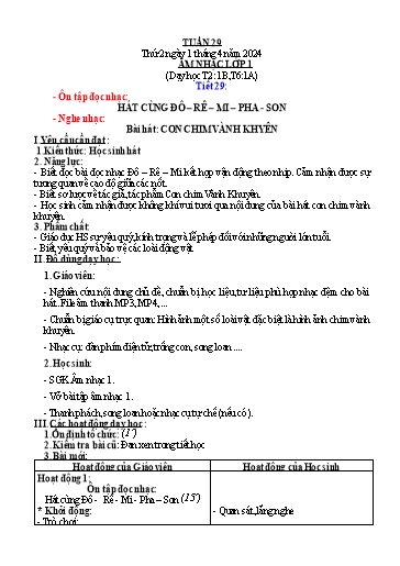 Kế hoạch bài dạy Giáo dục thể chất Tiểu học - Tuần 29 - Năm học 2023-2024