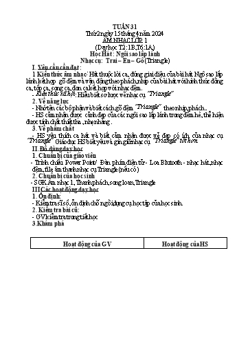 Kế hoạch bài dạy Giáo dục thể chất Tiểu học - Tuần 31 - Năm học 2023-2024