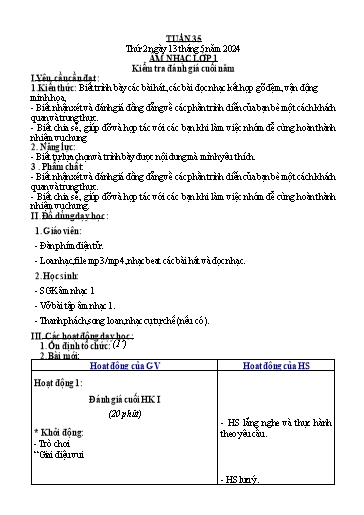 Kế hoạch bài dạy Giáo dục thể chất Tiểu học - Tuần 35 - Năm học 2023-2024