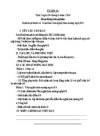 Kế hoạch bài dạy Khối 1 - Tuần 25 - Năm học 2023-2024