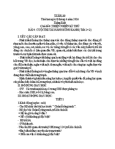 Kế hoạch bài dạy Khối 1 - Tuần 30 - Năm học 2023-2024