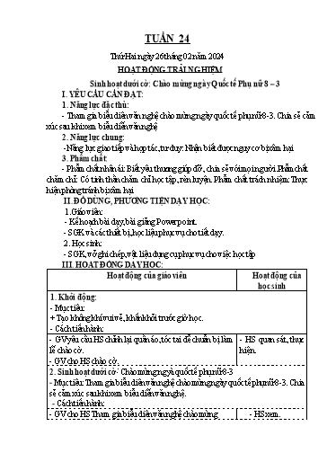 Kế hoạch bài dạy Khối 4 - Tuần 24 - Năm học 2023-2024