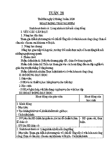 Kế hoạch bài dạy Khối 4 - Tuần 28 - Năm học 2023-2024