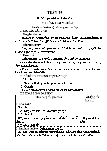 Kế hoạch bài dạy Khối 4 - Tuần 29 - Năm học 2023-2024