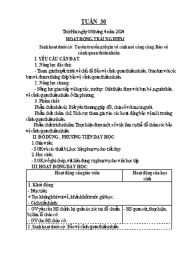 Kế hoạch bài dạy Khối 4 - Tuần 30 - Năm học 2023-2024