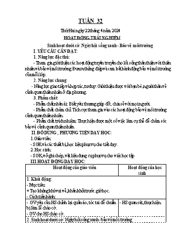 Kế hoạch bài dạy Khối 4 - Tuần 32 - Năm học 2023-2024