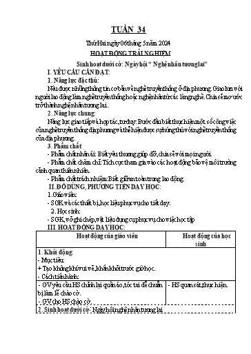 Kế hoạch bài dạy Khối 4 - Tuần 34 - Năm học 2023-2024