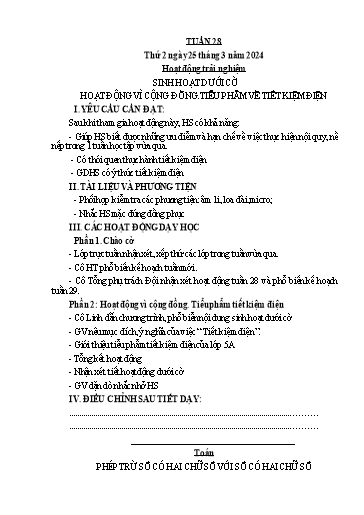 Kế hoạch bài dạy Lớp 1 - Tuần 28 - Năm học 2023-2024