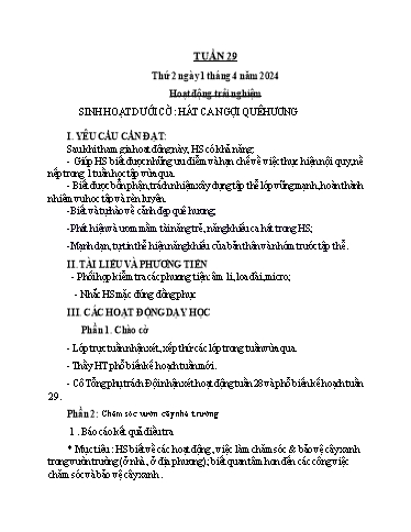 Kế hoạch bài dạy Lớp 1 - Tuần 29 - Năm học 2023-2024
