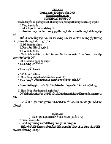 Kế hoạch bài dạy Lớp 1 - Tuần 35 - Năm học 2023-2024