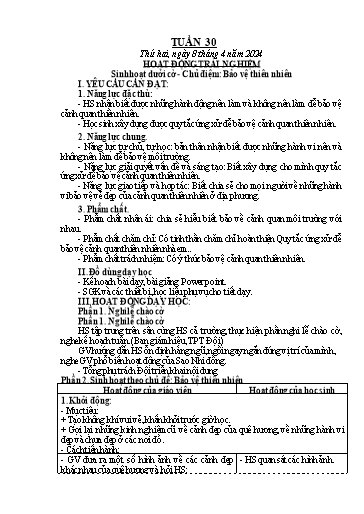 Kế hoạch bài dạy Lớp 3 - Tuần 30 - Năm học 2023-2024