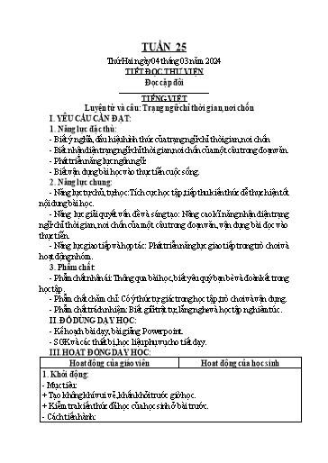 Kế hoạch bài dạy Lớp 4 - Tuần 25 - Năm học 2023-2024