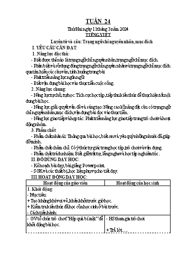 Kế hoạch bài dạy Lớp 4 - Tuần 26 - Năm học 2023-2024