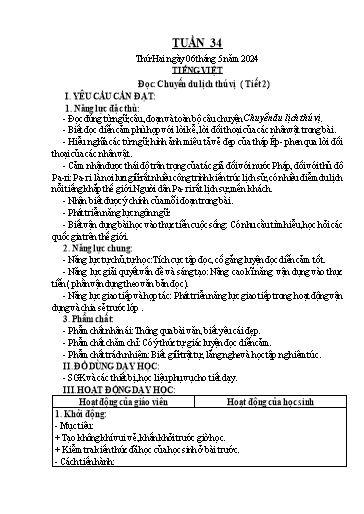 Kế hoạch bài dạy Lớp 4 - Tuần 34 - Năm học 2023-2024