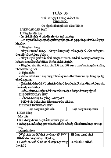 Kế hoạch bài dạy Lớp 4 - Tuần 35 - Năm học 2023-2024