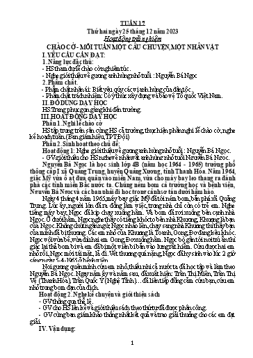 Kế hoạch bài dạy Lớp 5 - Tuần 17 - Năm học 2023-2024