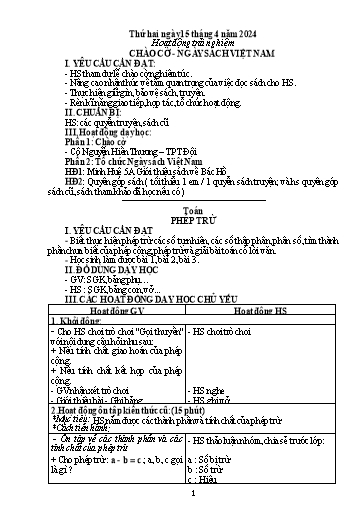 Kế hoạch bài dạy Lớp 5 - Tuần 31 - Năm học 2023-2024