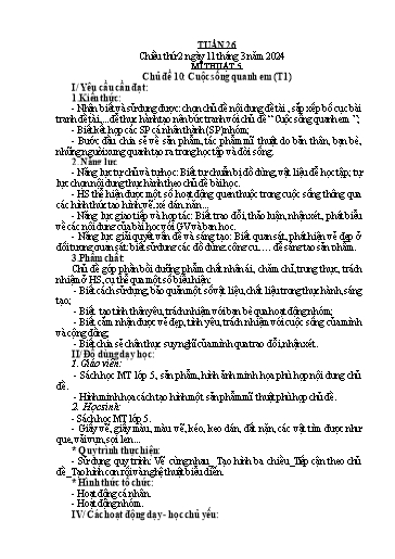 Kế hoạch bài dạy Mĩ thuật Tiểu học - Tuần 26 - Năm học 2023-2024