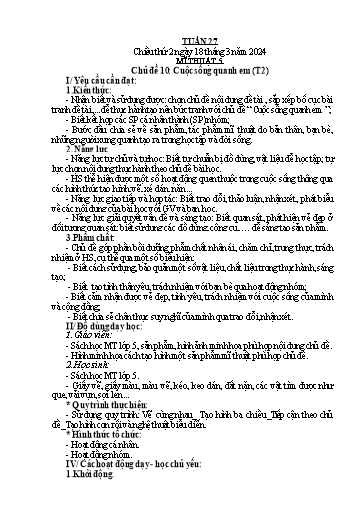 Kế hoạch bài dạy Mĩ thuật Tiểu học - Tuần 27 - Năm học 2023-2024