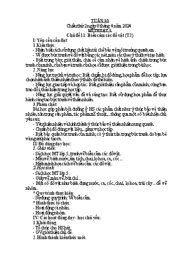 Kế hoạch bài dạy Mĩ thuật Tiểu học - Tuần 30 - Năm học 2023-2024