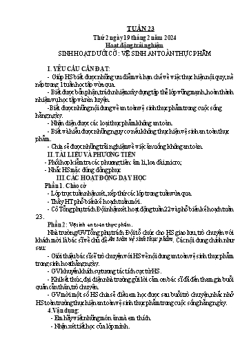 Kế hoạch bài dạy Tiếng Việt + Toán + Hoạt động trải nghiệm Lớp 1 - Tuần 23 - Năm học 2023-2024