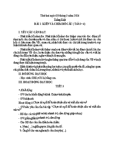 Kế hoạch bài dạy Tiếng Việt + Toán Khối 1 - Tuần 27 - Năm học 2023-2024