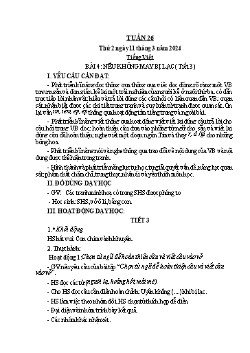 Kế hoạch bài dạy Toán + Tiếng Việt 1 - Tuần 26 - Năm học 2023-2024