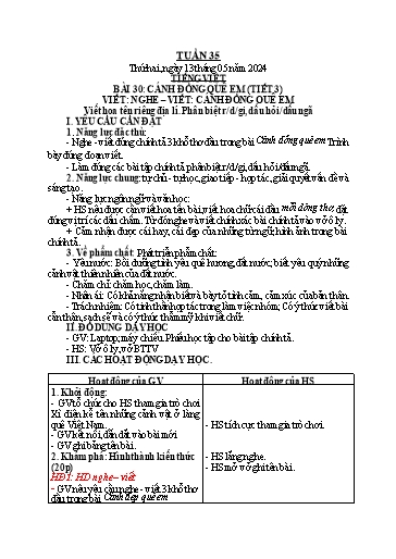 Kế hoạch bài dạy Toán + Tiếng Việt + Đạo đức Lớp 2 - Tuần 35 - Năm học 2023-2024